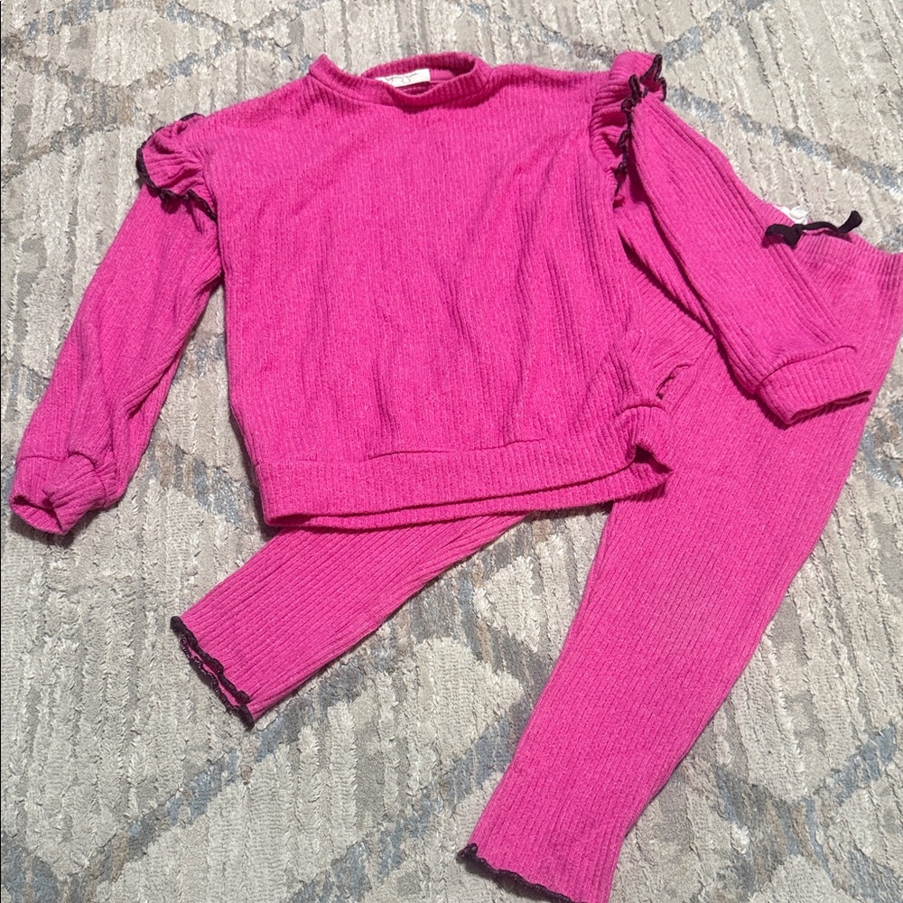 Jessica Simpson Girls Hot Pink Ribbed Sweater & Legging Set